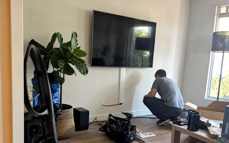 Cables routed in-wall for clean install