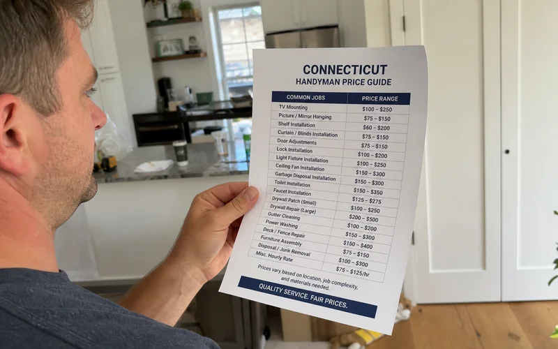 Price range chart for common Connecticut handyman jobs