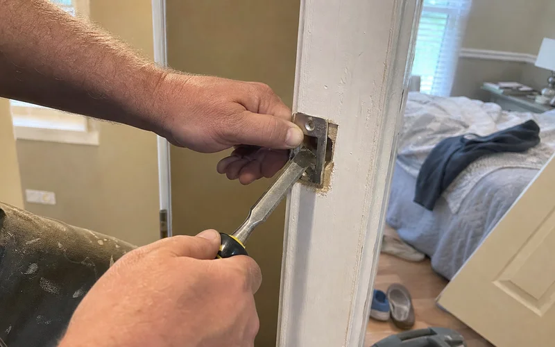 Repositioning a strike plate for proper latch alignment