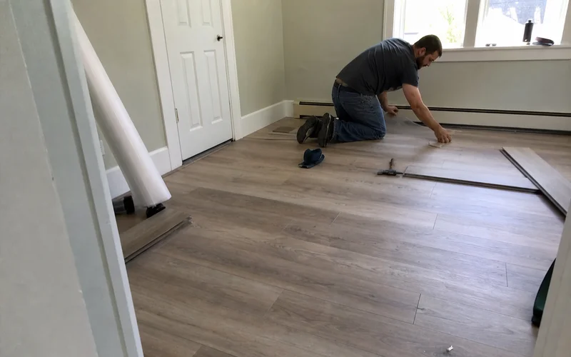 New laminate installation in a bedroom