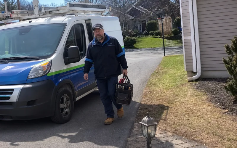 Insured technician arriving at a Connecticut home